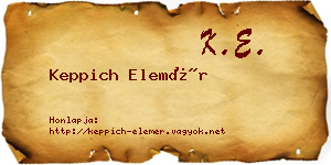 Keppich Elemér névjegykártya
